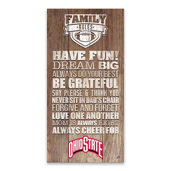 Ohio State Buckeyes Family Rules Canvas Wall Art