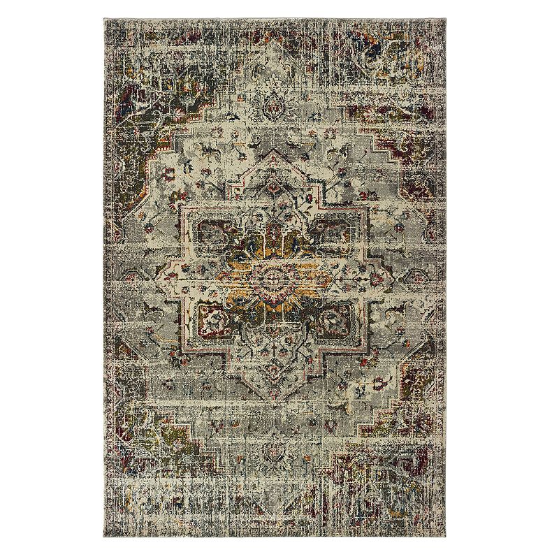 StyleHaven Marcus Distressed Medallion Rug, Grey, 4X5.5 Ft