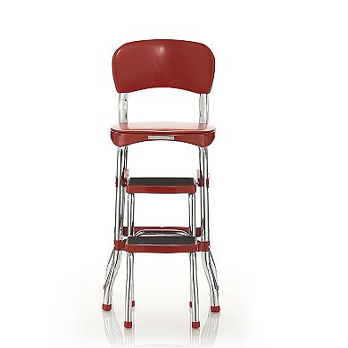 COSCO Retro Red Counter Chair & Step Stool