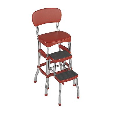 COSCO Retro Red Counter Chair & Step Stool