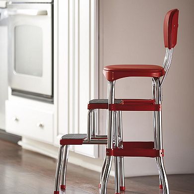 COSCO Retro Red Counter Chair & Step Stool