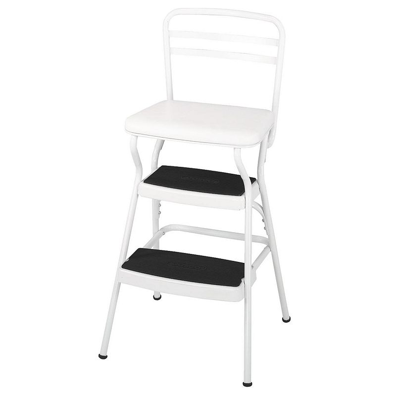 Cosco Retro Counter Chair/Step Stool with Lift Up Seat White, Adult Unisex