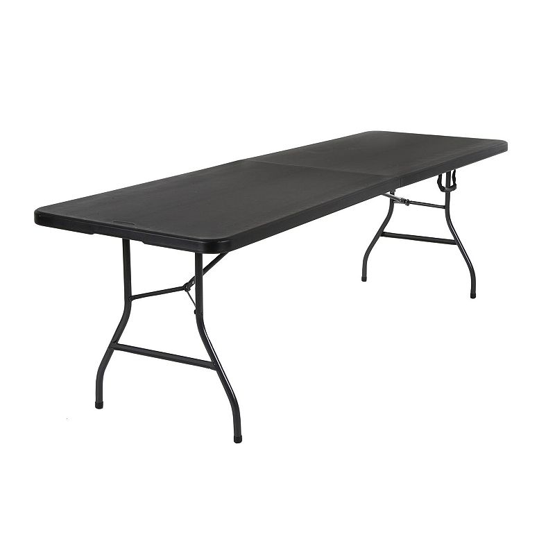 COSCO Deluxe Fold-in-Half Folding Table, Black