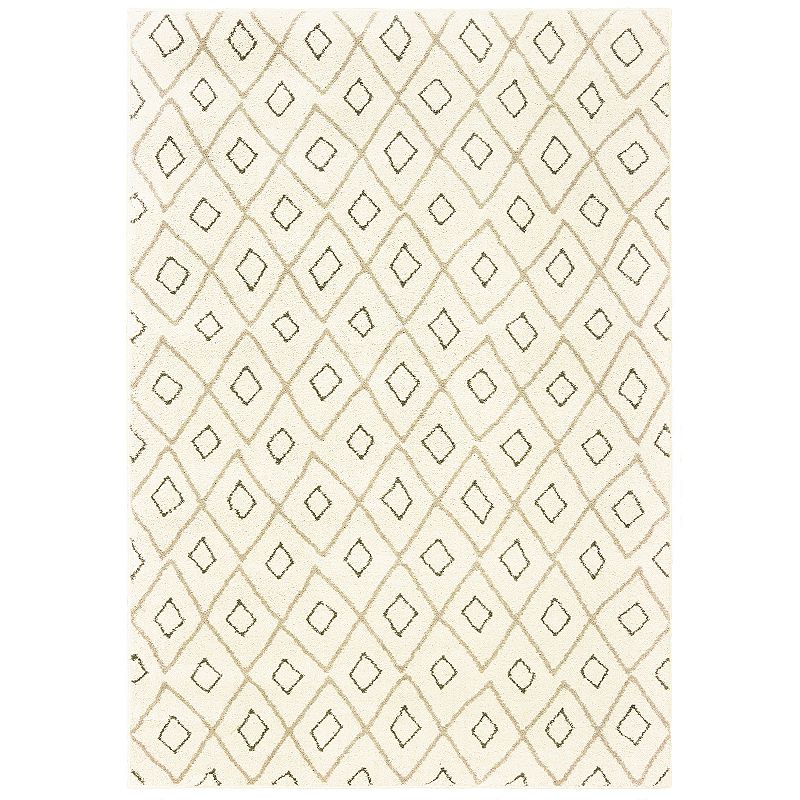 StyleHaven Coronado Tribal Lattice Rug, White, 5X7 Ft