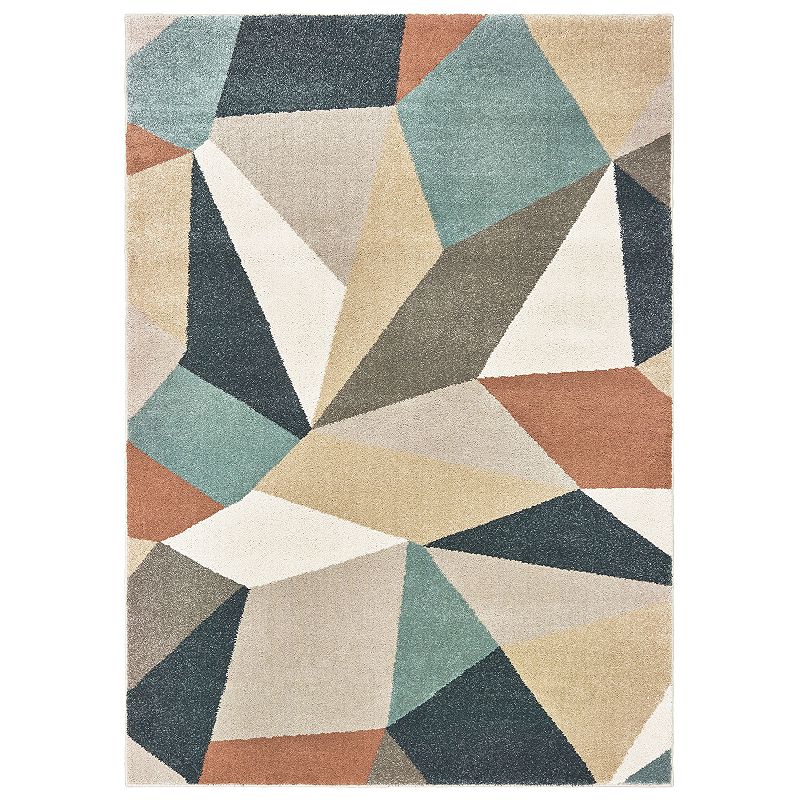 StyleHaven Coronado Faceted Geometric Rug, Blue, 5X7 Ft