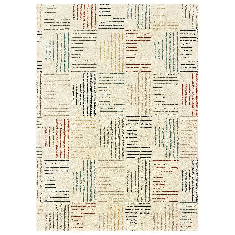 StyleHaven Coronado Striped Geometric Rug, White, 5X7 Ft