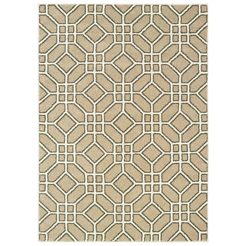 StyleHaven Coronado Geometric Tiles Rug, Beig/Green, 2X7.5 Ft