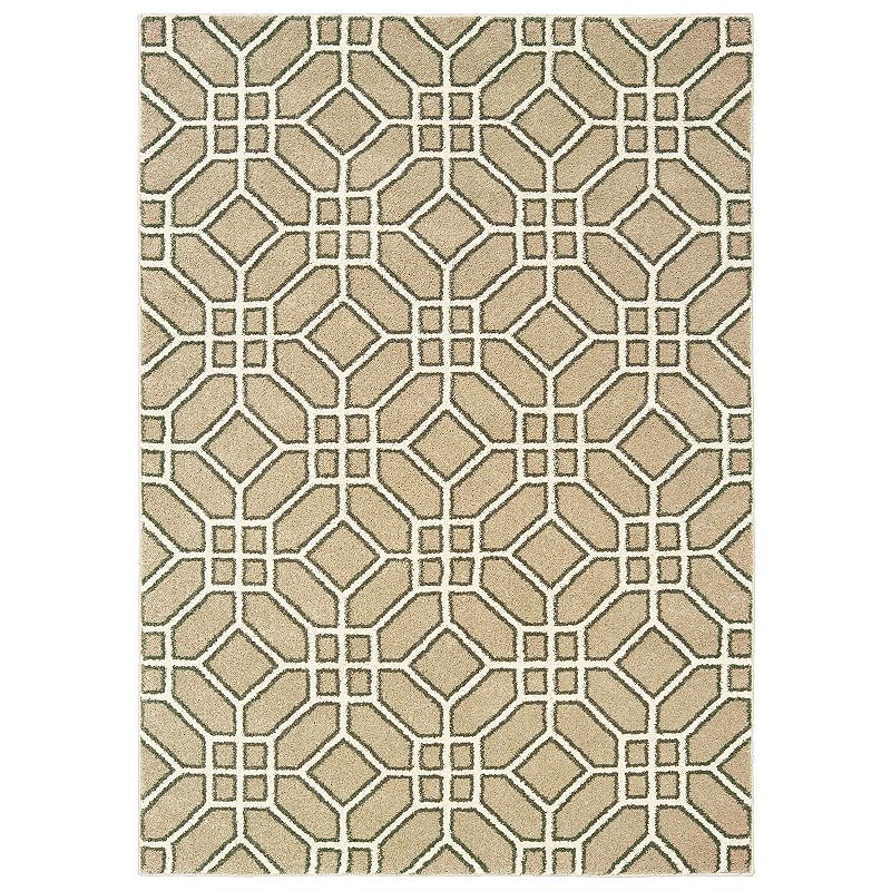 StyleHaven Coronado Geometric Tiles Rug, Beig/Green, 5X7 Ft