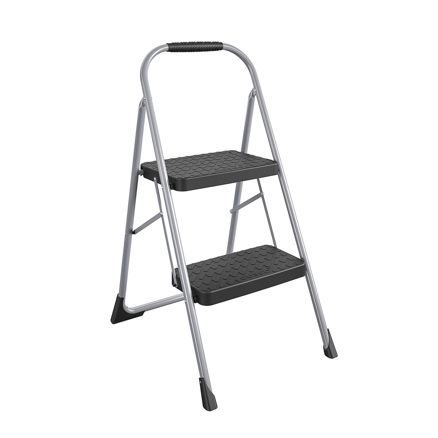 COSCO Two Step Folding Step Stool   3540791 Platinum Black