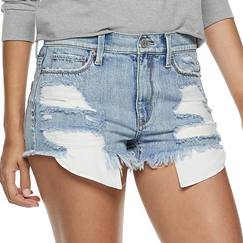 Juniors' Mudd® Destructed High-Rise Jean Shorts