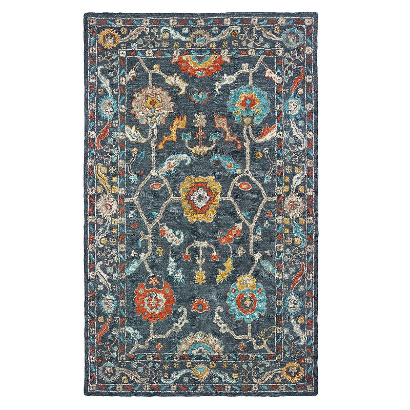 StyleHaven Zarina Floral Geometric Rug, Blue, 5X8 Ft