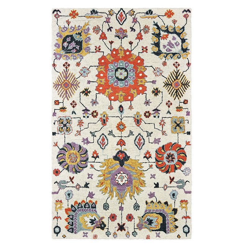 StyleHaven Zarina Floral Geometric Rug, White, 3.5X5.5 Ft