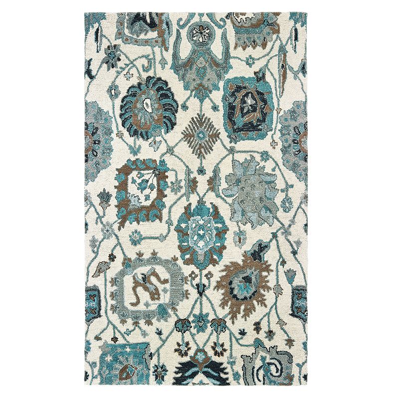 StyleHaven Zarina Floral Geometric Rug, White, 5X8 Ft