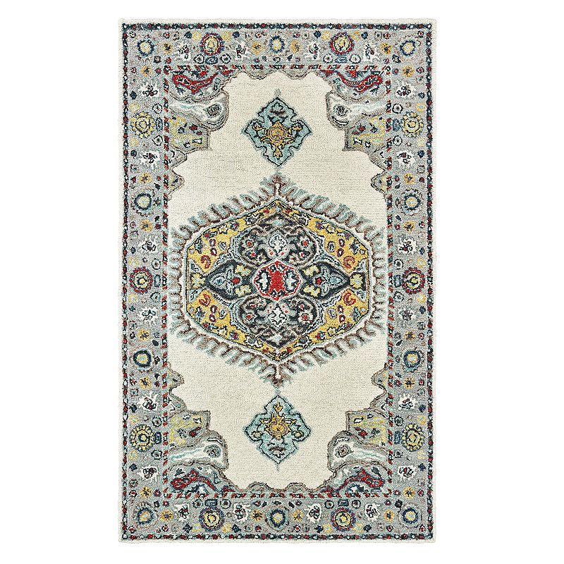 StyleHaven Zarina Traditional Medallion Rug, White, 5X8 Ft