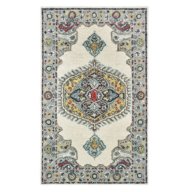 StyleHaven Zarina Traditional Medallion Rug, White, 5X8 Ft