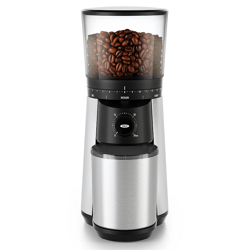 OXO 16 oz. Stainless Steel Conical Coffee Grinder with Adjustable Settings, Silver