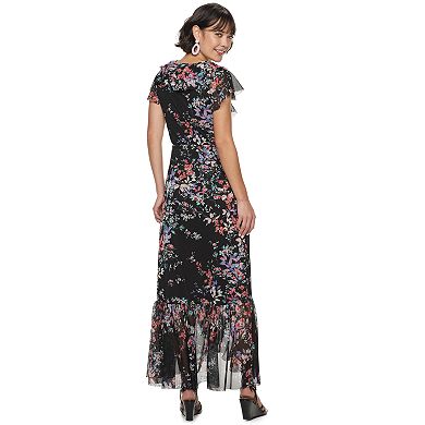 Juniors Womens Apt. 9 Feminine ruffle v-neck flounce hem wrap dress