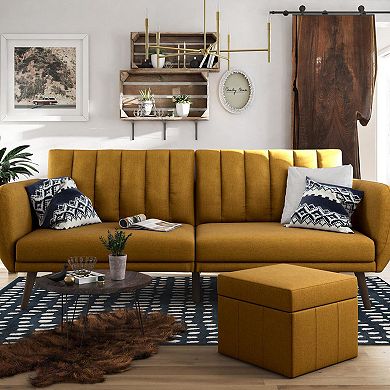 Novogratz Brittany Linen Convertible Sofa Futon