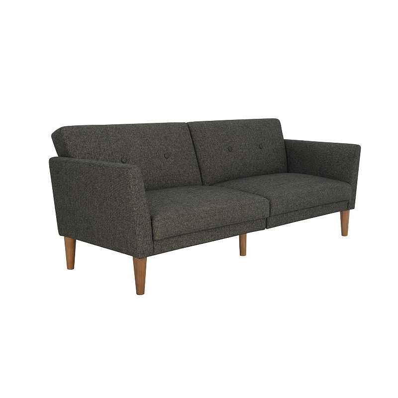 Novogratz Regal Linen Convertible Sofa Futon, Grey