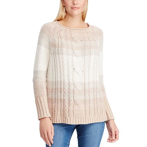 Women's Chaps Cable-Knit Ombre Striped Sweater