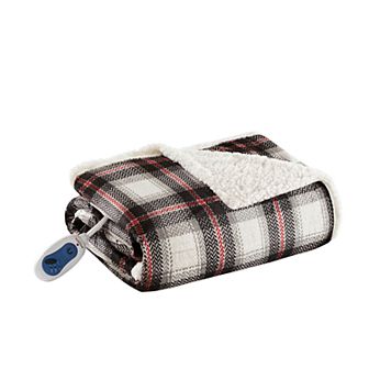 Woolrich Oversized Faux Mink & Berber Electric Heated Throw Blanket