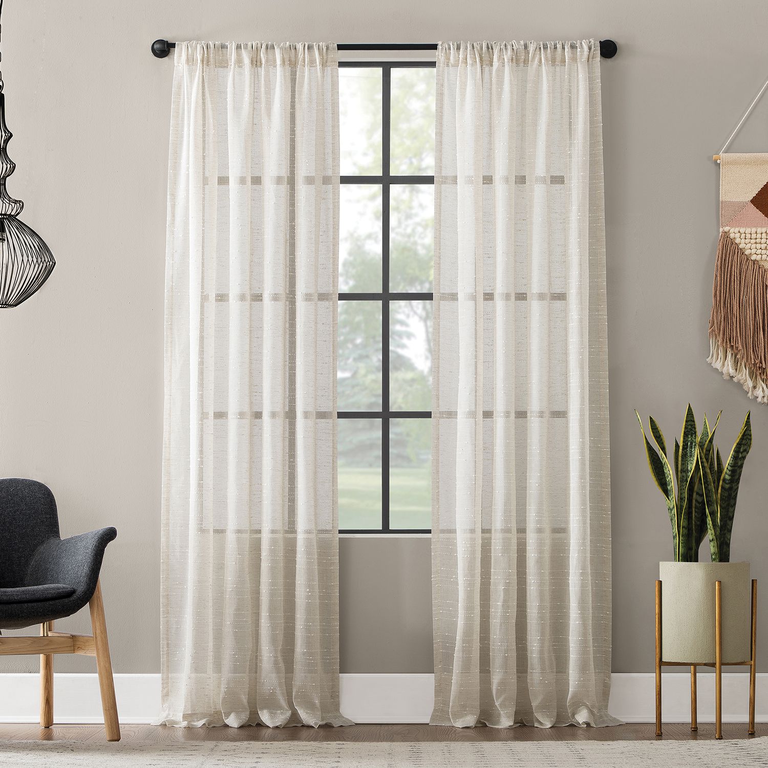 84 Inches Beig Khaki Clean Window Curtains Drapes Window