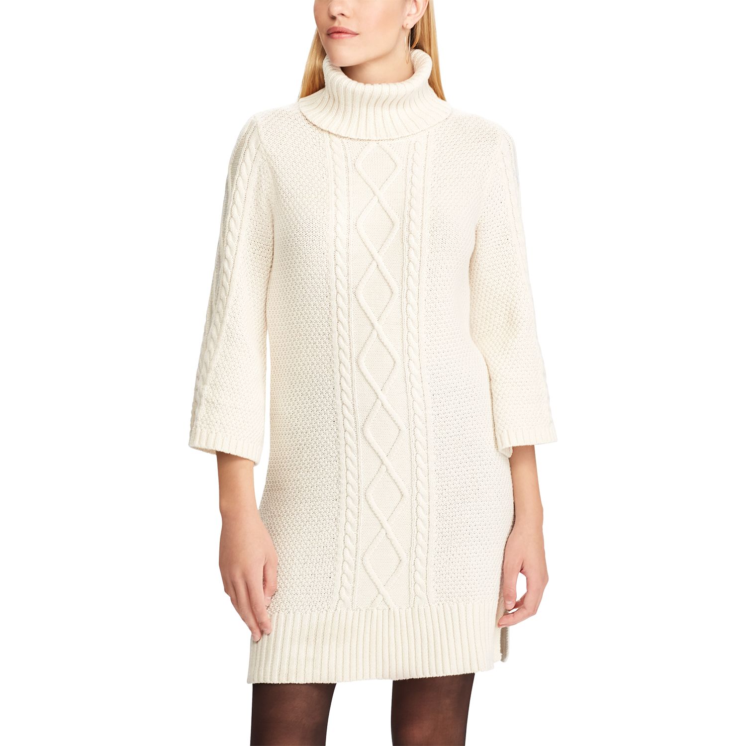 Chaps Cable-Knit Turtleneck Sweater Dress