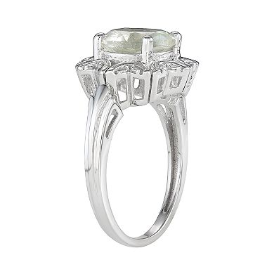 Jewelexcess Sterling Silver 2.50 C.T.W. Green Stone & Diamond Accent Ring