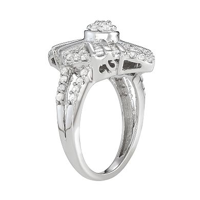 Jewelexcess Sterling Silver 1 C.T. Diamond Baguette Ring