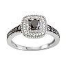 Sterling Silver 3/4 C.T. Black & White Diamond Square Ring