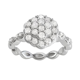 Jewelexcess Sterling Silver 1 C.T. Diamond Ring