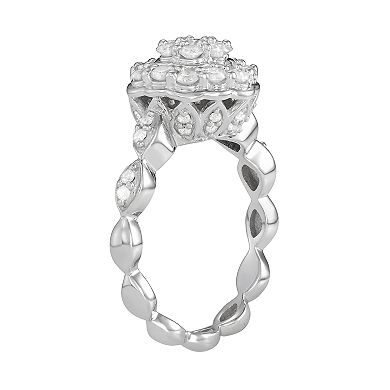 Jewelexcess Sterling Silver 1 C.T. Diamond Ring