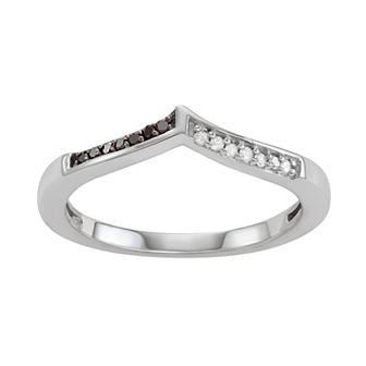 Jewelexcess Sterling Silver 1/10 C.T. Black & White Diamond Ring