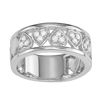 Jewelexcess Sterling Silver 1/5 C.T. Diamond Heart Ring