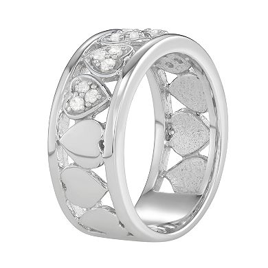 Jewelexcess Sterling Silver 1/5 C.T. Diamond Heart Ring