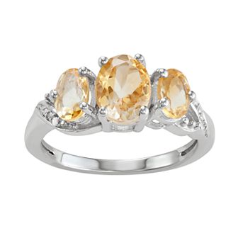 Jewelexcess Sterling Silver 2 ct Cintrine & Diamond Accent Ring