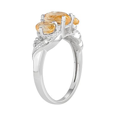 Jewelexcess Sterling Silver 2 CTW Cintrine & Diamond Accent Ring