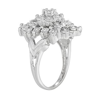 Jewelexcess Sterling Silver Diamond Accent Cluster Ring
