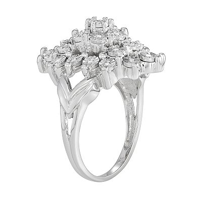 Sterling Silver Diamond Cluster Ring store