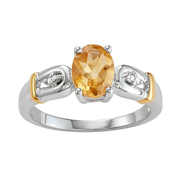 Jewelexcess Two-Tone Sterling Silver 1.10 C.T. Citrine & Diamond ...
