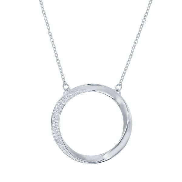 Sterling Silver Cubic Zirconia Circle Pendant