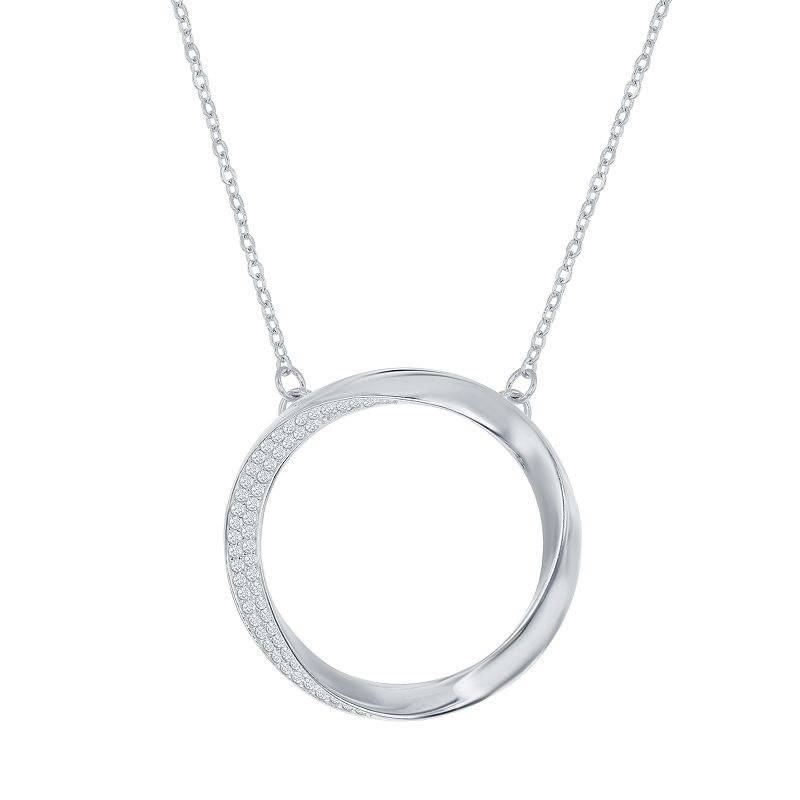 Sterling Silver Cubic Zirconia Circle Pendant, Womens, Size: 16-18 ADJ,