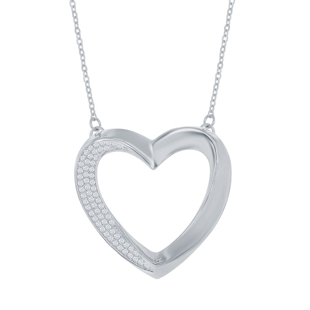 Sterling Silver CZ Open Heart  Necklace main image 0