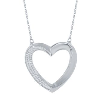 Argento Bella Sterling Silver Cubic Zirconia Open Heart Pendant