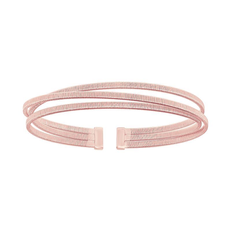 Sterling Silver Wire Cuff Bracelet, Womens, Size: 7.5, Pink