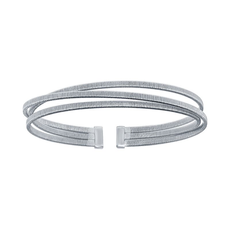 Sterling Silver Wire Cuff Bracelet, Womens, Size: 7.5, Grey
