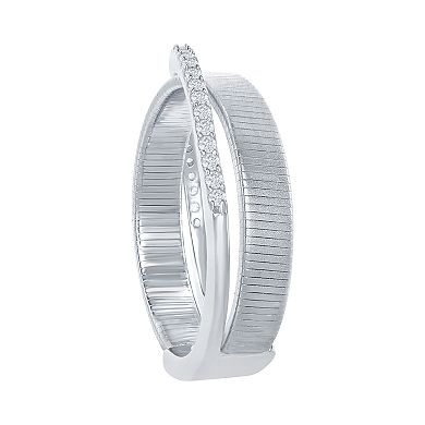 Sterling Silver Cubic Zirconia Textured Bypass Ring