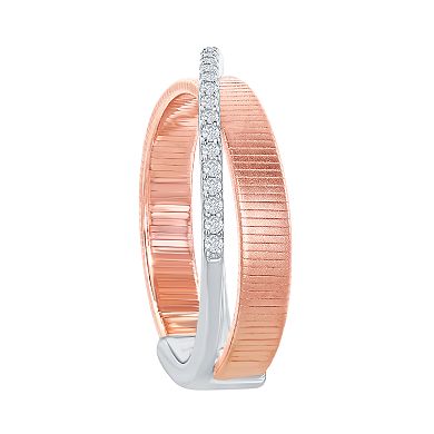 Sterling Silver Cubic Zirconia Textured Bypass Ring