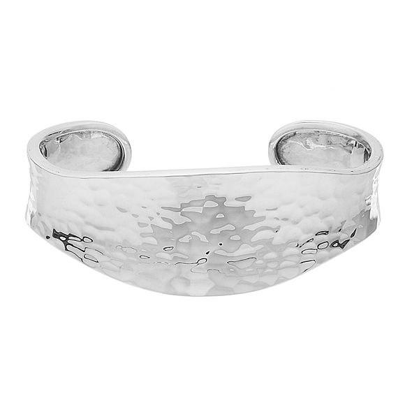 Sterling Silver Flat Cuff Bracelet Hammered-Polished Mens Womens Jewelry –  Davis