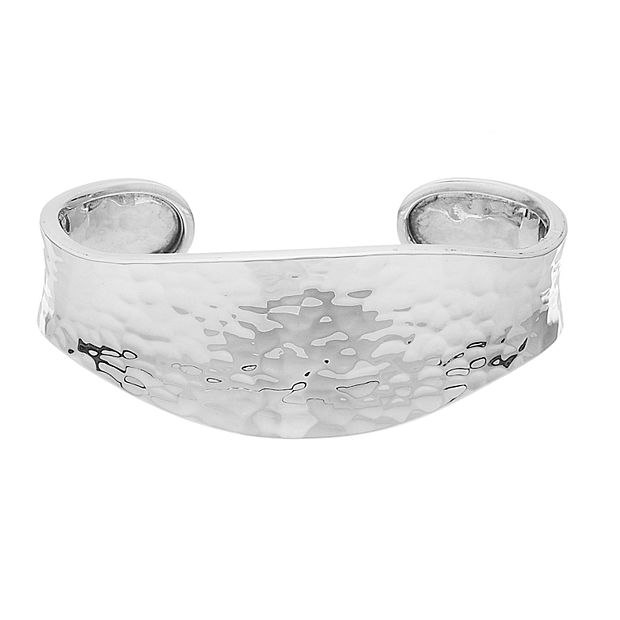 Pure Silver Hammered Cuff Bracelet